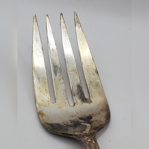 Vtg 1847 Rogers Bros Silverplate Large Serving Spoon Fork Floral Pattern - Picture 11 of 13